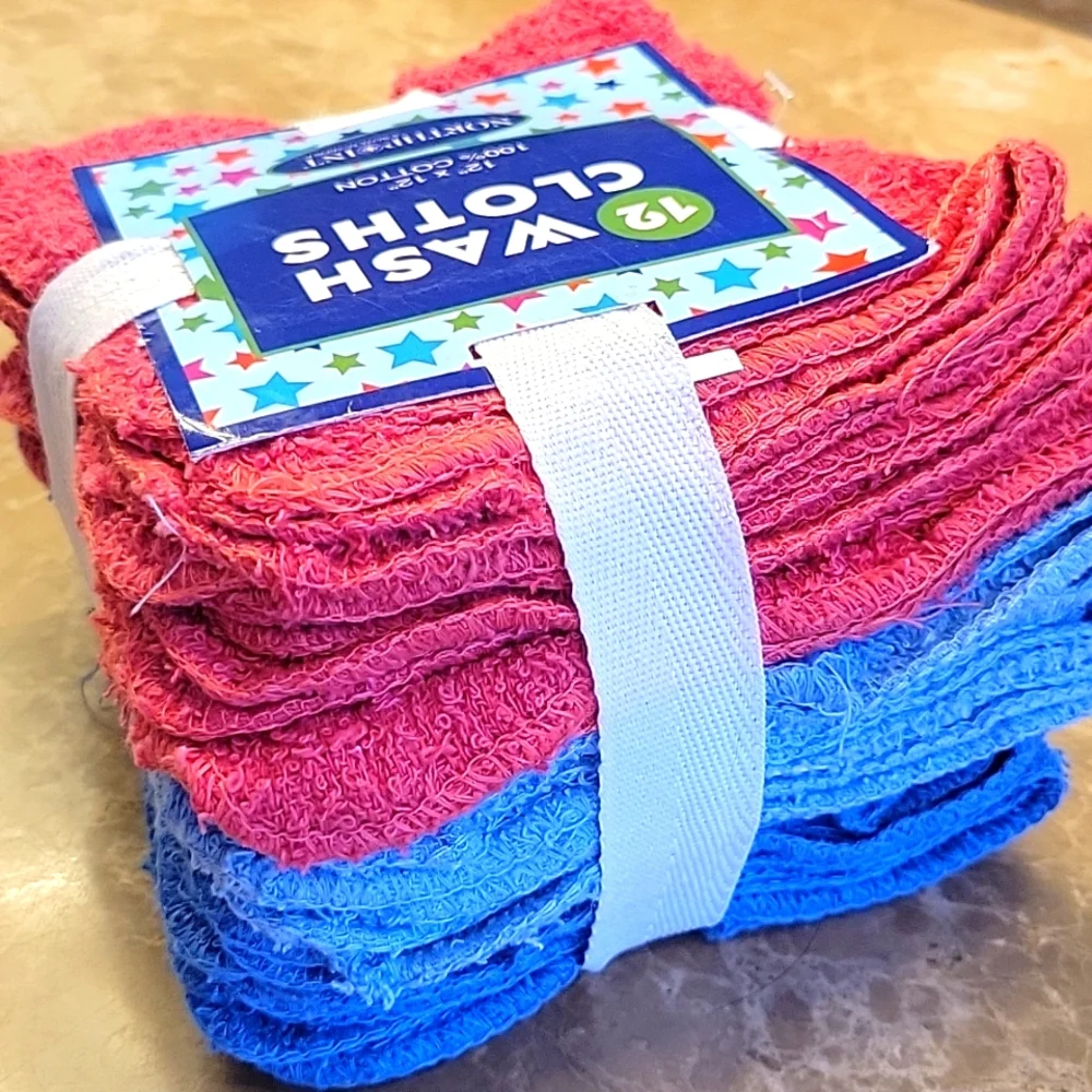 Northpoint Colorful 12x12 Wash Cloths, 12-pak